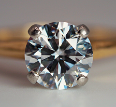 Vintage 14K gold 1.48 carat natural diamond solitaire engagement ring D/F VVS2