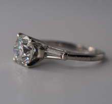 Load image into Gallery viewer, Vintage solid platinum 2.04 ct Diamond engagement ring with baguette shoulders
