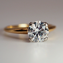 Load image into Gallery viewer, Vintage 14K gold 1.48 carat natural diamond solitaire engagement ring D/F VVS2
