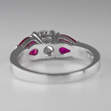 Load image into Gallery viewer, 18K White Gold 1ct Natural Diamond Ring 1.31ct Natural Rubies $21300 Appraisal

