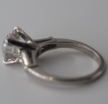 Load image into Gallery viewer, Vintage solid platinum 2.04 ct Diamond engagement ring with baguette shoulders
