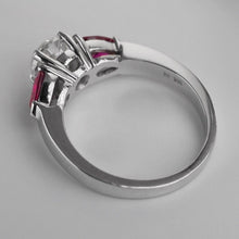 Load image into Gallery viewer, 18K White Gold 1ct Natural Diamond Ring 1.31ct Natural Rubies $21300 Appraisal
