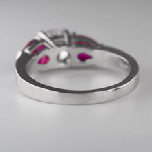 Load image into Gallery viewer, 18K White Gold 1ct Natural Diamond Ring 1.31ct Natural Rubies $21300 Appraisal
