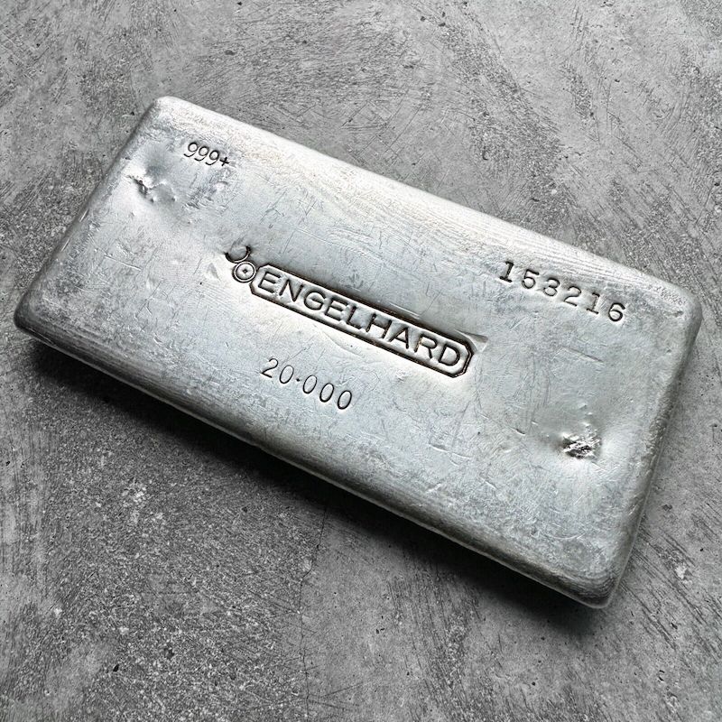 20 oz Engelhard .999 Silver Poured bar - Attractive!