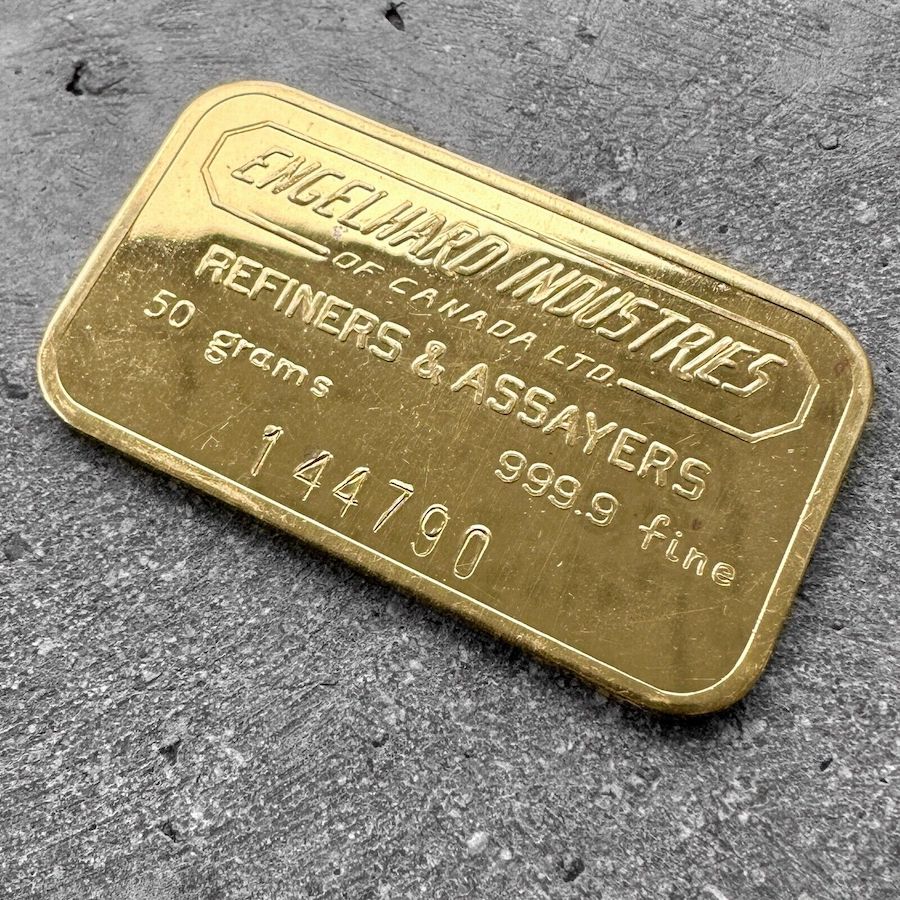 Engelhard Industries of Canada 50 Gram Gold Bar Struck .9999+