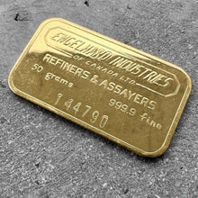 Load image into Gallery viewer, Engelhard Industries of Canada 50 Gram Gold Bar Struck .9999+
