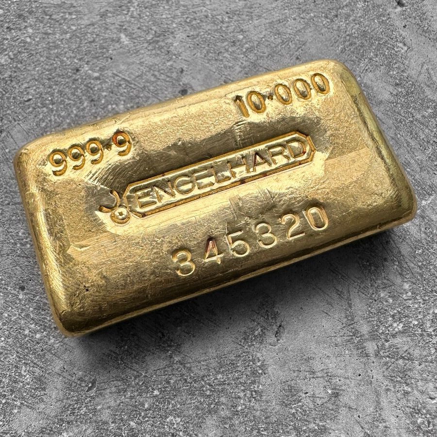 Engelhard 10 oz Gold Poured Bar .9999 10oz