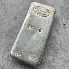 Johnson Matthey Mallory 1 Kilo .999 Silver Poured Bar 32.15 oz