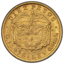 Load image into Gallery viewer, 1919 Colombia 10 Pesos Gold Coin Bogota Mint
