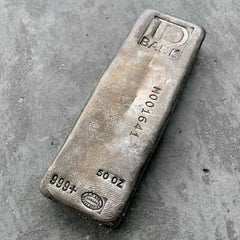 Vintage Johnson Matthey 50 oz .999 Silver Poured Bar TD Bank - Pretty Pour Lines