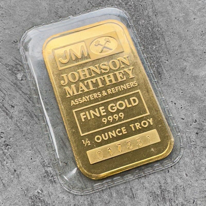 Vintage Johnson Matthey 1/2 oz Gold Bar .9999 1/2oz - Sealed
