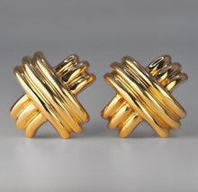 Load image into Gallery viewer, Vintage Tiffany &amp; Co. solid 18K yellow gold X signature earrings - Large
