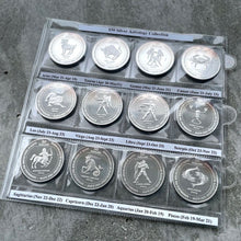 Load image into Gallery viewer, 12 x 1 oz Johnson Matthey .999 Silver Eaton round – Full Set Zodiac
