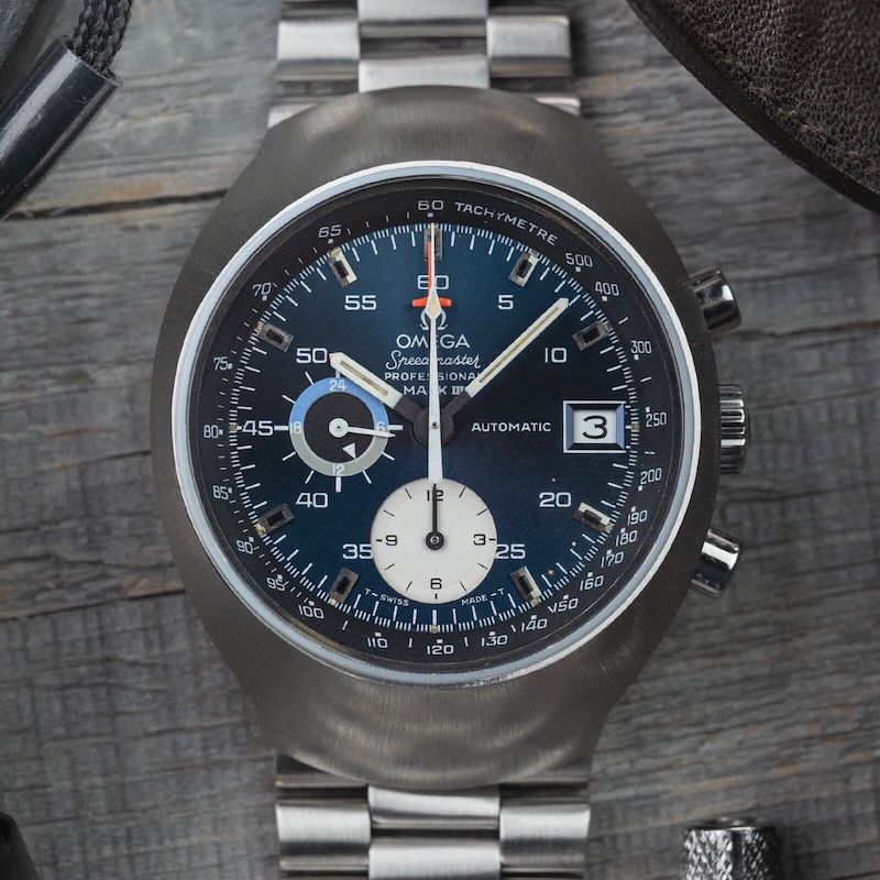 1976 Omega Speedmaster Mark III 176.002 Serviced Cal 1040 Automatic– Blue Dial