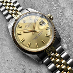 1973 Rolex Datejust 1601 Two Tone Jubilee - Attractive Wide Boy Pie Pan Dial