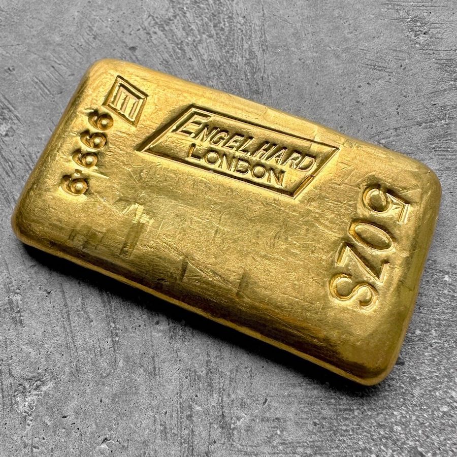 Engelhard 5 oz Gold Poured Bar .9999 5oz - Engelhard London