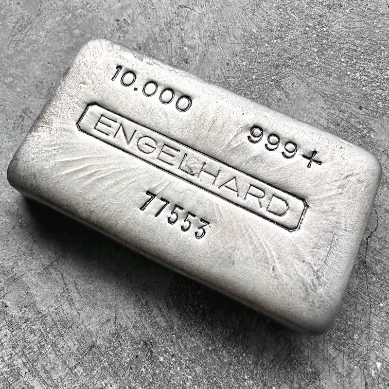 10 oz Engelhard .999 Silver Poured bar - 5 digit serial - Stunning Condition!