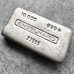 10 oz Engelhard .999 Silver Poured bar - 5 digit serial - Stunning Condition!