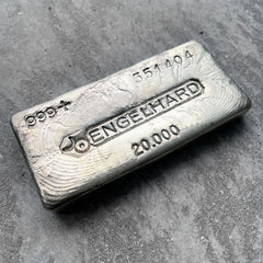 Vintage 20 oz .999 Silver Engelhard Poured bar - Attractive pour lines