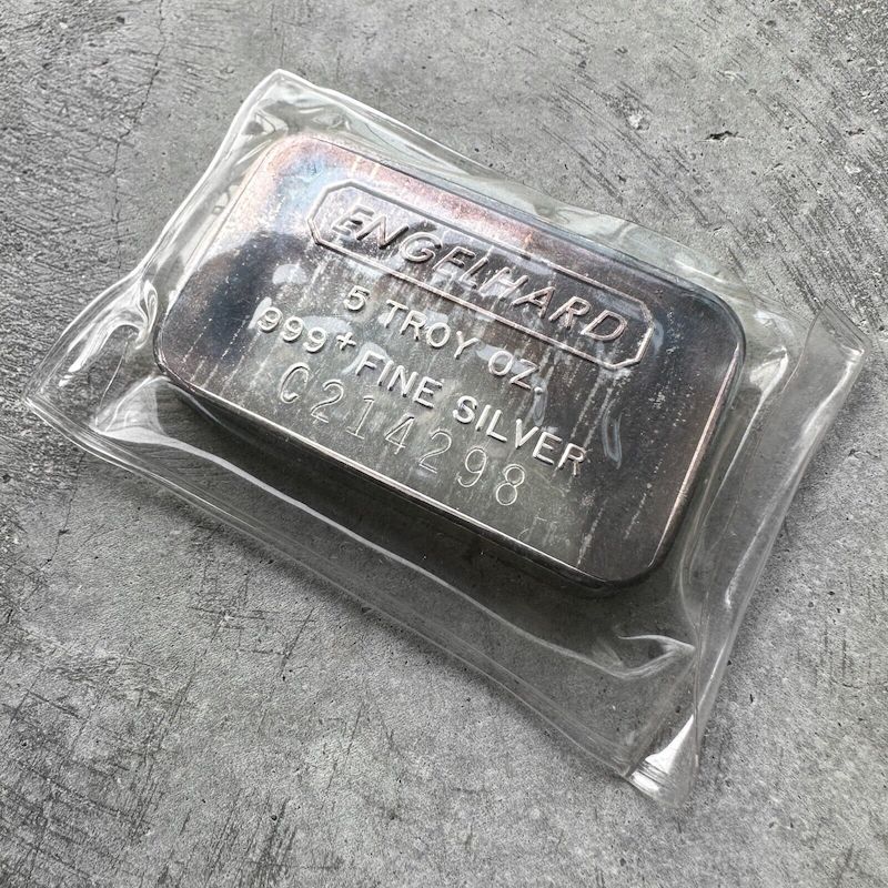 Vintage Engelhard 5 oz .999 Silver - Nice Toning