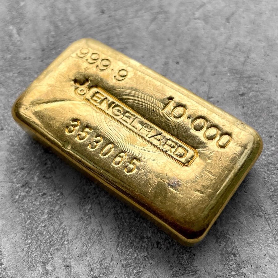 Engelhard 10 oz Gold Poured Bar .9999 10oz