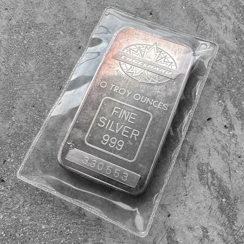 Vintage Engelhard 10 oz .999 Silver Bar - Low Mintage Variety