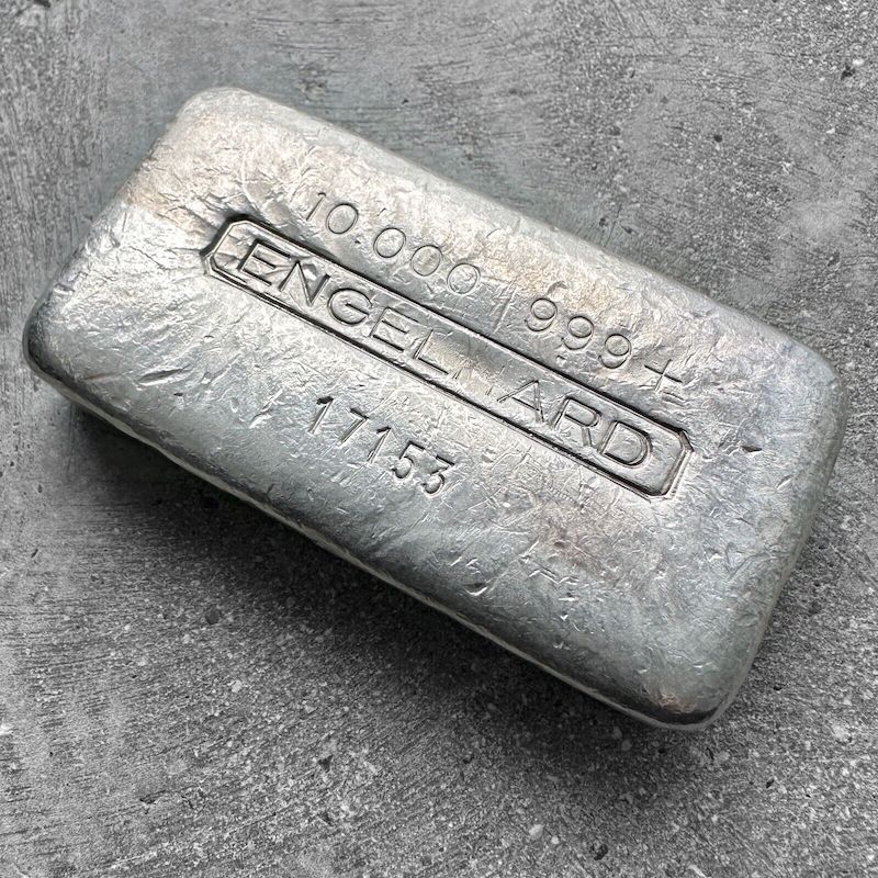 Vintage 10 oz .999 Silver Engelhard Poured bar - 5 Digit serial number