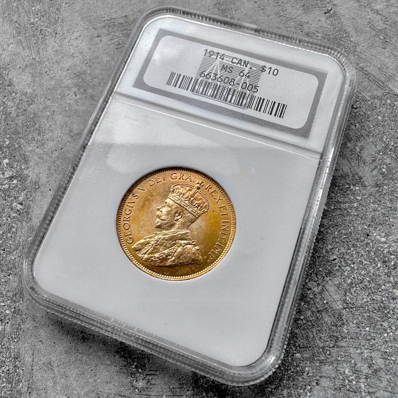 1914 Canada 10 Dollar Gold Coin Bank of Canada Gold Reserve - NGC MS 64