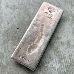 Vintage Johnson Matthey London 100 oz .999 Silver Poured Bar - Pretty Toning