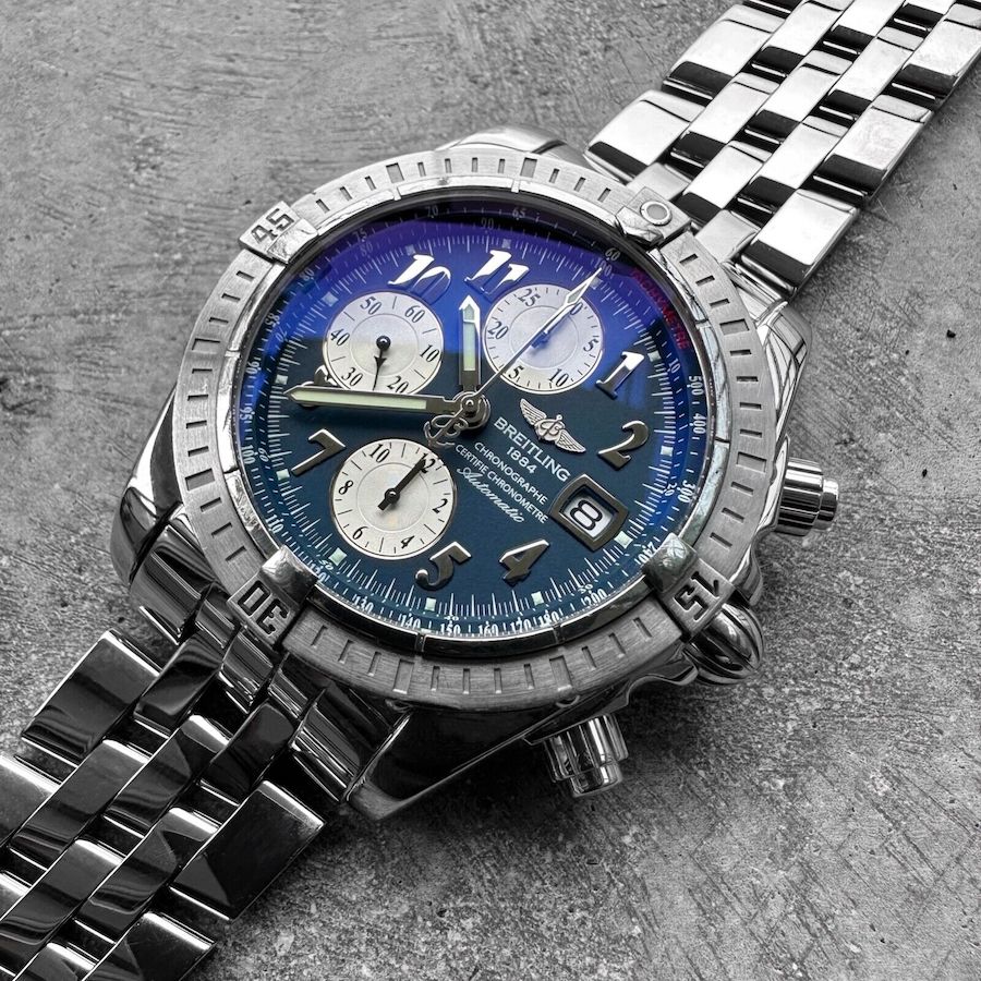 44mm Breitling Chronomat Evolution A13356 Stainless Steel - Blue dial