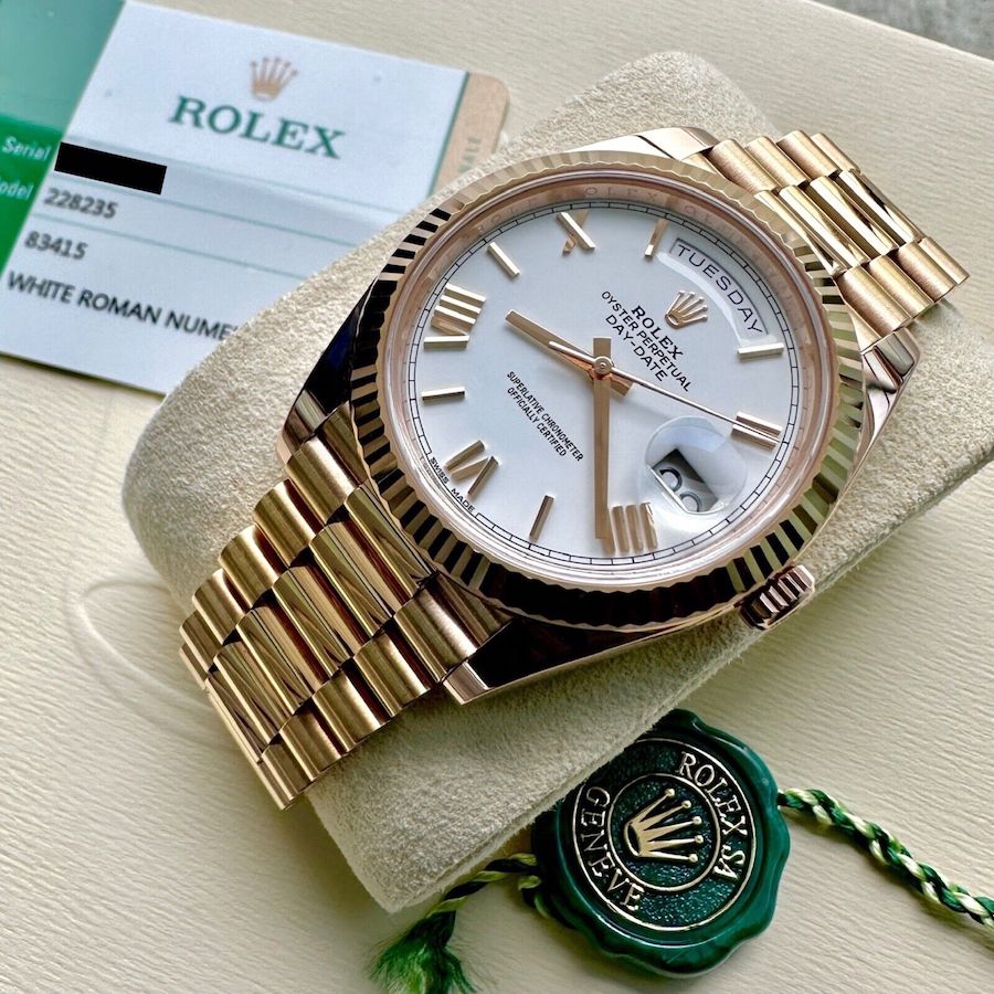 2019 Rolex Rose Gold 40mm President Day Date. White Dial 228235 - Box and Papers