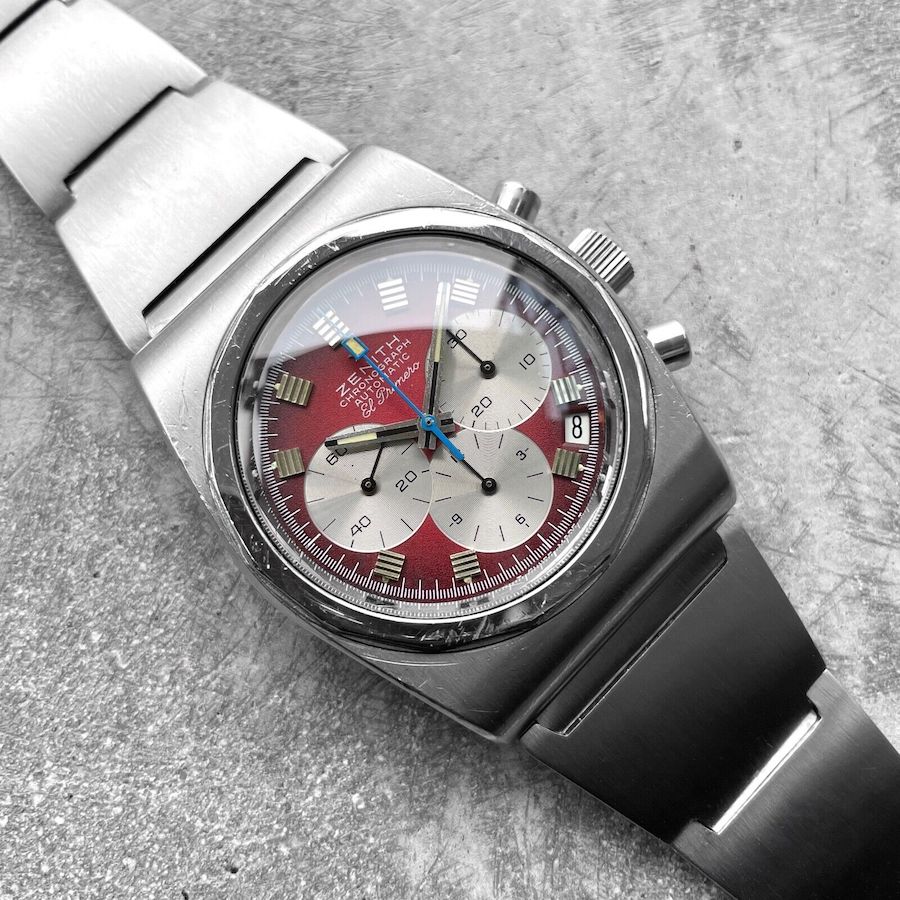 1960s Zenith El Primero Stainless Steel A781 - Incredible Red dial!
