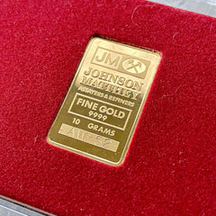 Johnson Matthey 10 Gram .3215 oz Gold Bar Struck .9999 RARE Serial Number AW 52