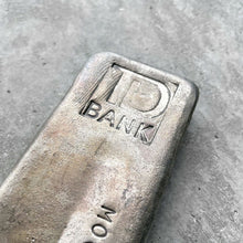 Load image into Gallery viewer, Vintage Johnson Matthey 50 oz .999 Silver Poured Bar TD Bank - Pretty Pour Lines

