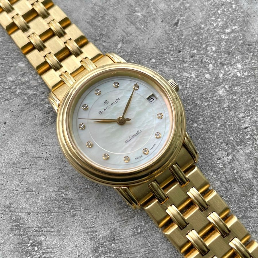 Ladies Blancpain Villeret Automatic 18K Yellow Gold Mother of Pearl Diamond Dial