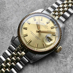 1973 Rolex Datejust 1601 Two Tone Jubilee - Attractive Wide Boy Pie Pan Dial