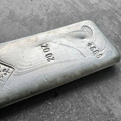 Vintage 20 oz .999 Silver Johnson Matthey Poured bar - Pretty Pour lines