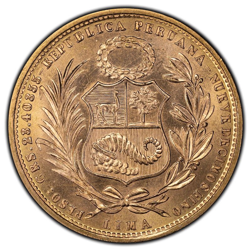 1967 Peru 50 Fifty Soles Gold Coin