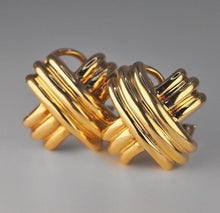 Load image into Gallery viewer, Vintage Tiffany &amp; Co. solid 18K yellow gold X signature earrings - Large
