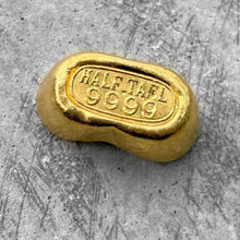 Load image into Gallery viewer, Vintage Half 1/2 Tael Gold Ingot Boat Sycee Bar 18.8 Grams .9999 China Hong Kong
