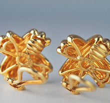 Load image into Gallery viewer, Vintage Tiffany &amp; Co. solid 18K yellow gold X signature earrings - Large

