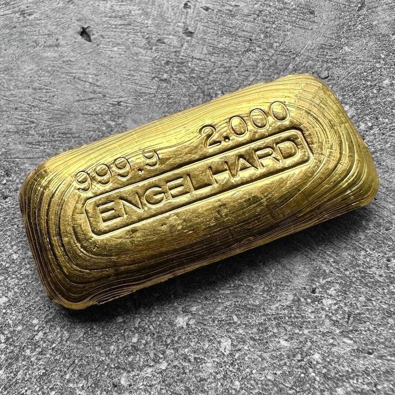Vintage Engelhard 2 oz Gold Poured Bar .9999 2oz – Incredible pour lin ...