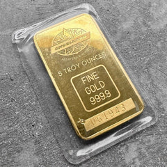 Vintage Engelhard 5 oz Gold stuck Bar .9999 5oz