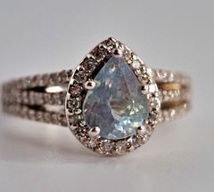 Vintage 2.59 Carat Natural Alexandrite solid 14K white gold + Diamond ring - GIA