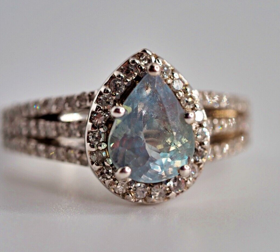 Vintage 2.59 Carat Natural Alexandrite solid 14K white gold + Diamond ring - GIA