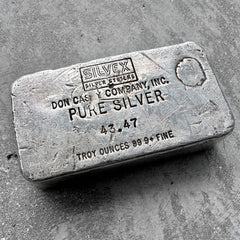 Vintage 43.47 oz .999 Silvex Silver System Don Casey Company Poured bar