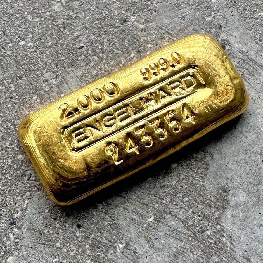 Engelhard 2 oz Gold Poured Bar .9999 2oz - With Pour Lines