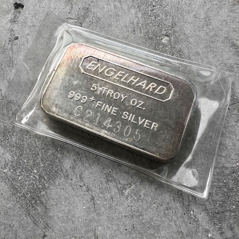 Vintage Engelhard 5 oz .999 Silver - Nice Toning