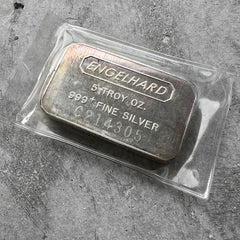 Vintage Engelhard 5 oz .999 Silver - Nice Toning