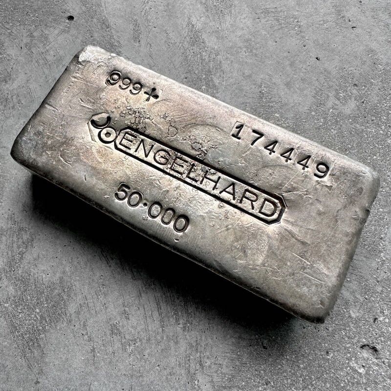 Vintage 50 oz .999 Silver Engelhard Poured bar - Attractive